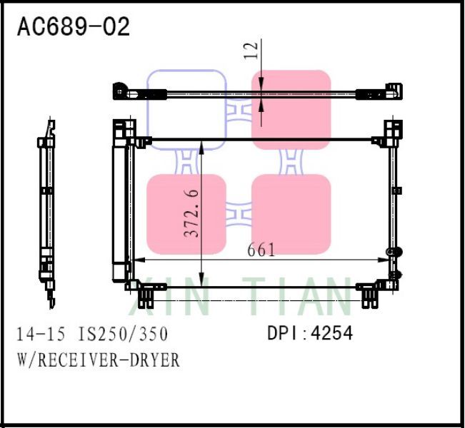 AC689-08 日系 雷克萨斯冷凝器 AC Condenser for LEXUS 14-15 IS250&350 W&RECEIVER-DRYER OEM#8846053080  