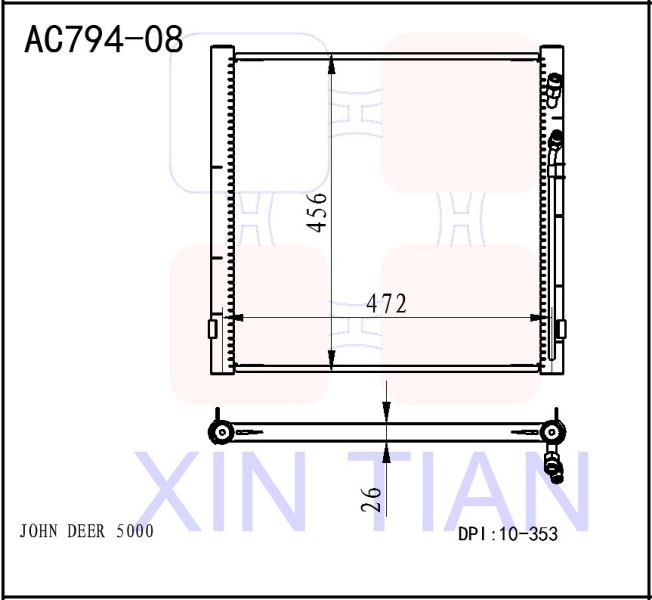 AC794-08 JOHN DEER 冷凝器 AC Condenser for JOHN DEER 5000