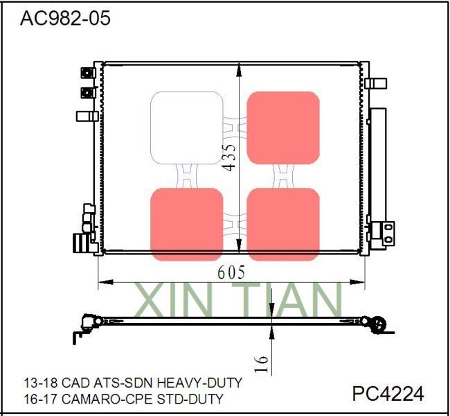 AC982-08 美系 凯迪拉克冷凝器 AC Condenser for 03-18 Cadillac ATS-SDN HEAVY-DUTY 16-17 CAMARO-CPE STD-DUT OEM#