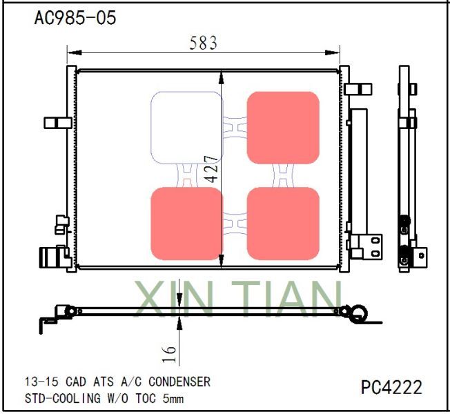 AC985-08 美系 凯迪拉克冷凝器 AC Condenser for 13-15 Cadillac ATS OEM#22966150 DPI#4222