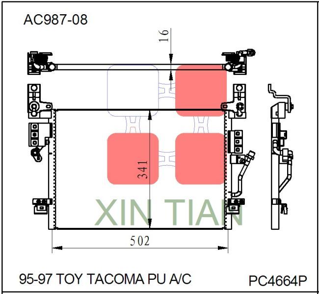 AC987-08 日系 丰田冷凝器 AC Condenser for 1995-97 Toyota Tacoma Pickup Truck  OEM#8846104020 DPI#4664