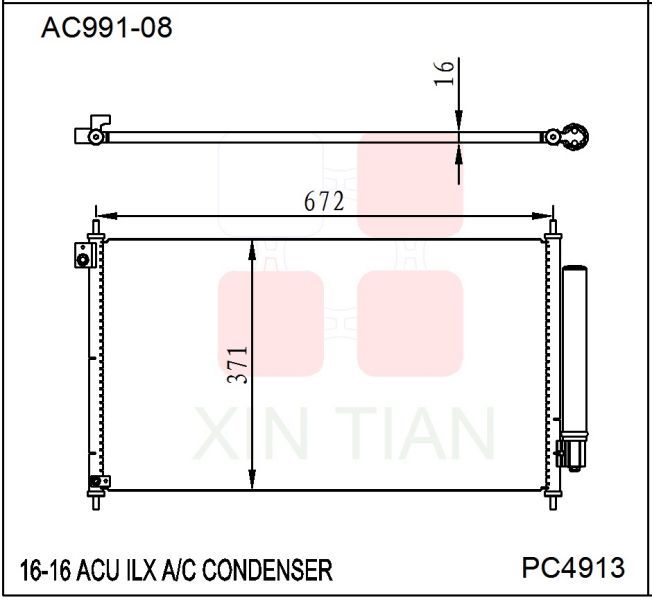 AC991-08 日系 讴歌冷凝器 AC Condenser for 2016 ACURA ILX OEM#80110TV9A01 DPI#4913
