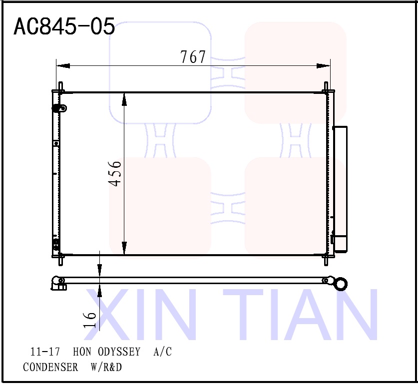 AC845-08 日系 本田冷凝器 AC Condenser for 11-17 HONDA ODYSSEY OEM#80110SK8A01 DPI#3892