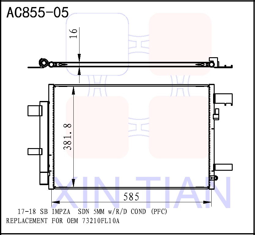 AC855-08 日系 斯巴鲁冷凝器 AC Condenser for 17-18 SUBARU Impreza OEM 73210FL10A OEM#73210FL10A DPI#30065