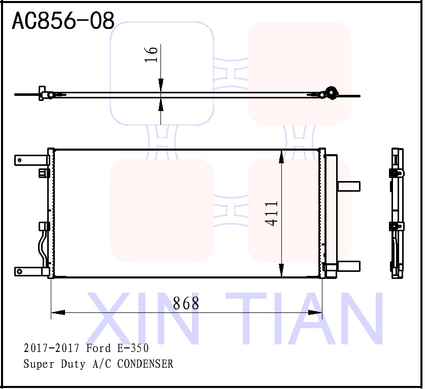 AC856-08 美系 福特冷凝器 AC Condenser for 2017 Ford E-350 Super Duty OEM#HC3Z19712A DPI#30089
