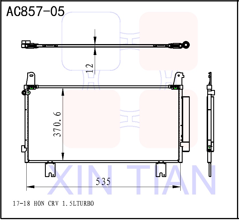 AC857-08 日系 本田冷凝器 AC Condenser for 17-18 HONDA CRV 1.5LTURBO OEM#80100TLAA01 DPI#30063    