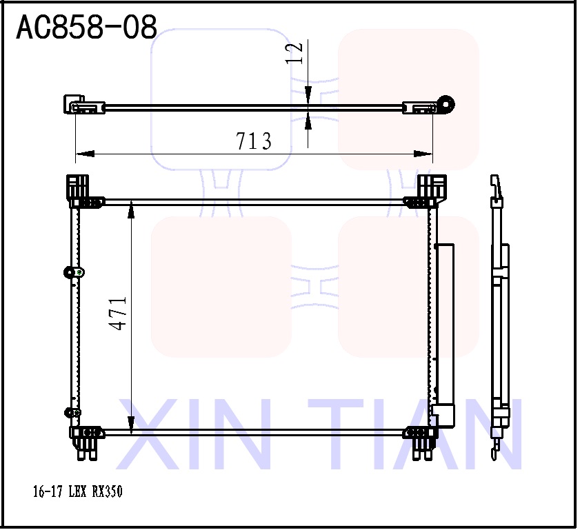 AC858-08 日系 丰田雷克萨斯冷凝器 AC Condenser for 16-17 LEXUS RX350 OEM#8846048210 DPI#30017   