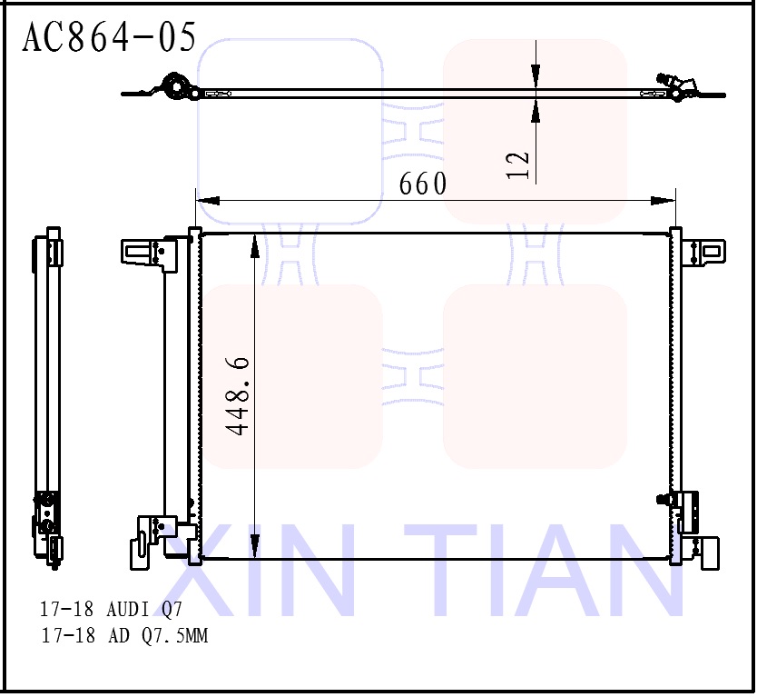 AC864-08 欧系 奥迪冷凝器 AC Condenser for for 17-18 AUDI Q7 17-18 Q7 OEM#4M0816421B DPI#30059