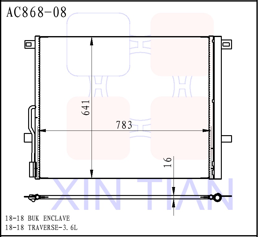 AC868-08 美系 别克雪佛兰冷凝器 AC Condenser for Buick Enclave Chevy Traverse 18-21 3.6L OEM#84212781 84397526 