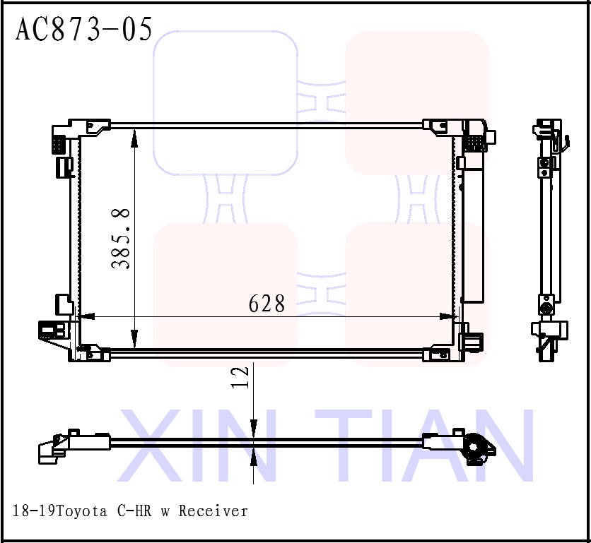 AC873-08 日系 丰田冷凝器 AC Condenser for 18-19 Toyota C-HR OEM#88450F4010 DPI#30081