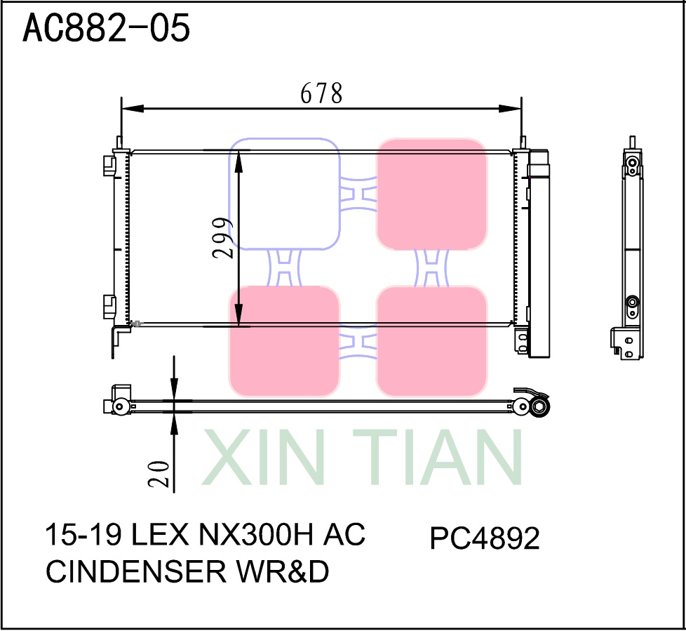AC882-08 日系 雷克萨斯冷凝器 AC Condenser for 05-19 LEXUS NX300H OEM#8846078030 DPI#4892