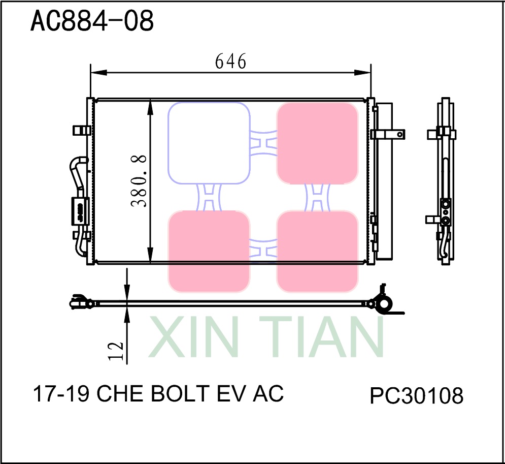 AC884-08 美系 雪佛兰冷凝器 AC Condenser for 17-19 Chevrolet BOLT EV OEM#42465904 42465904 42623510 GM3030328