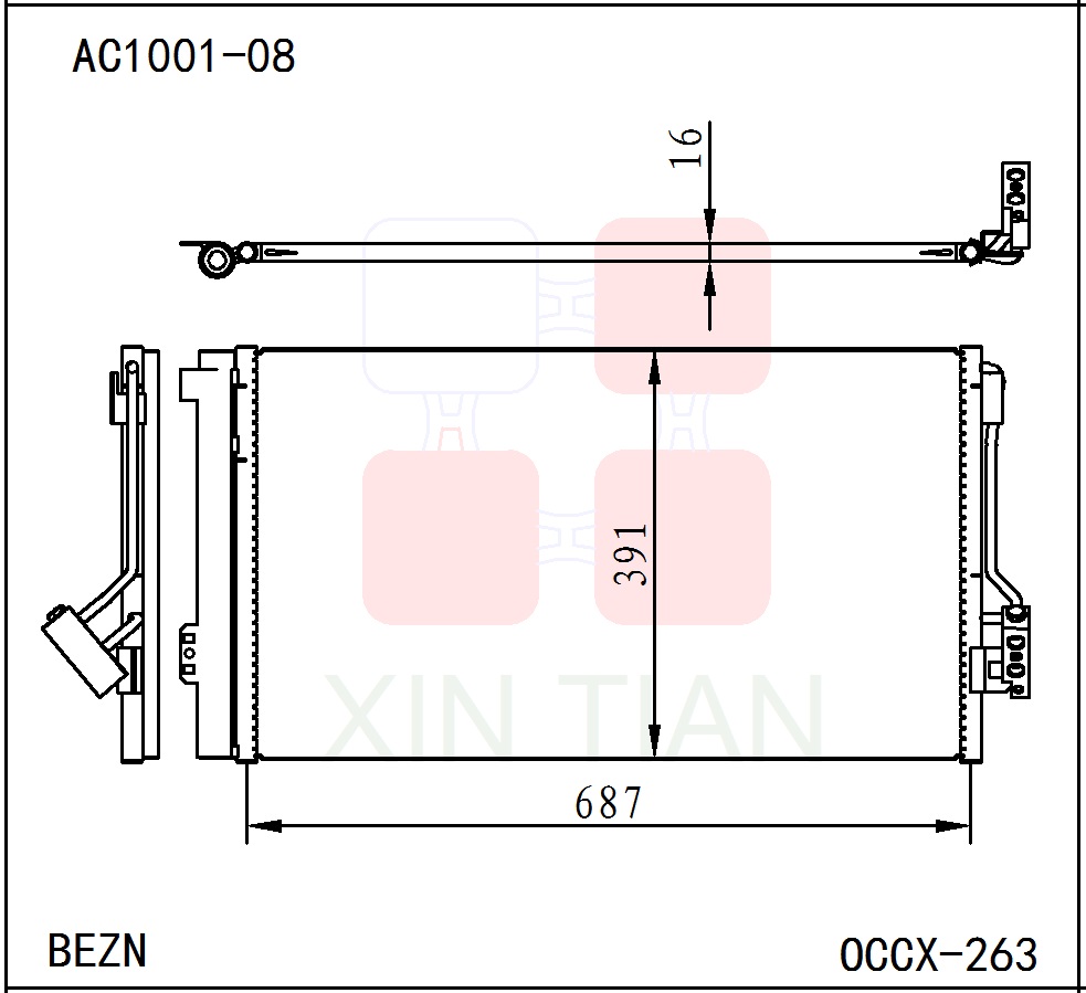 AC1001-08 欧系 梅赛德斯奔驰冷凝器 AC Condenser for Mercedes Benz OCCX-263