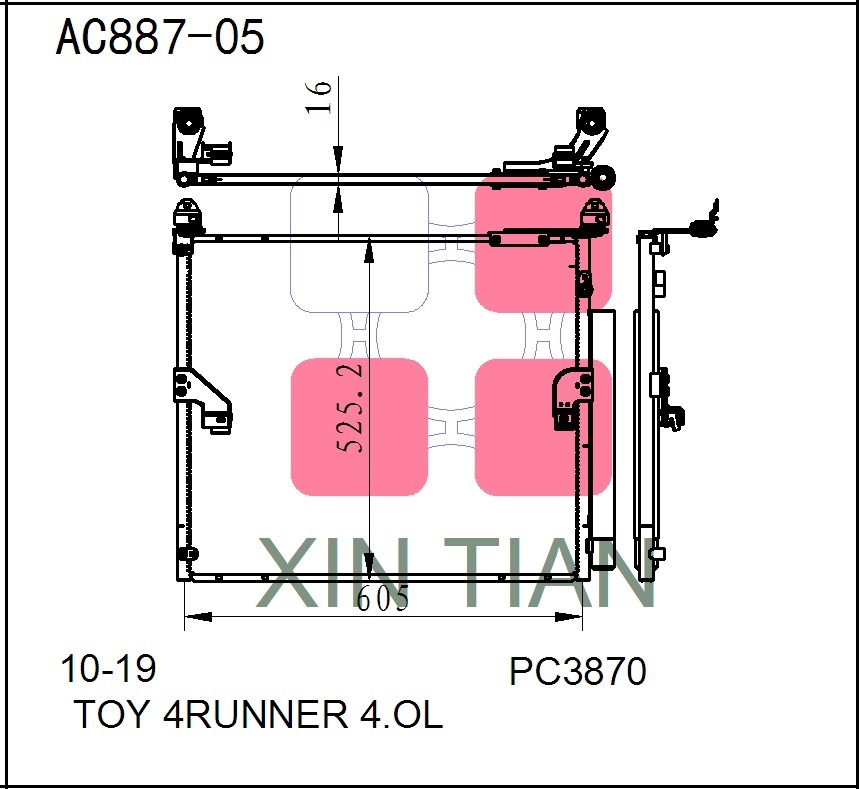  AC887-08 日系 丰田冷凝器 AC Condenser for 10-19 TOYOTA 4RUNNER OEM#8846060430 DPI#3870